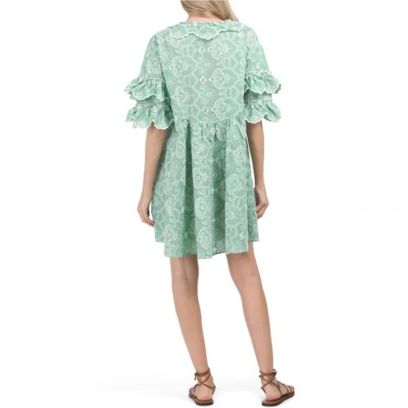 Maje Raberie Embroidered Eyelet Cotton Dress hold C - Picture 14 of 16